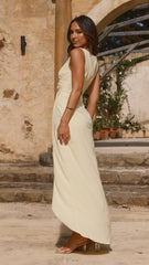 Pamela V Neck Maxi Dress - Yellow