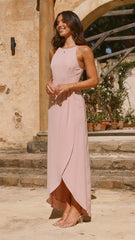 Genevieve Boat Neck Maxi Dress - Dusty Pink