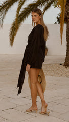 Myra Long Sleeve Mini Dress - Black