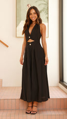 Wesley Halter Neck Maxi Dress - Black
