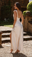 Iris Asymmetrical Maxi Dress - Champagne