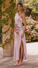 Halle One Shoulder Maxi Dress - Dusty Pink