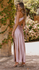 Halle One Shoulder Maxi Dress - Dusty Pink