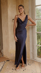 Iris Asymmetrical Maxi Dress - Navy
