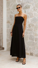 Astrid Strapless Maxi Dress - Black