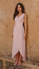 Pamela V Neck Maxi Dress - Dusty Pink
