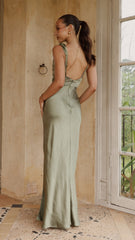 Iris Asymmetrical Maxi Dress - Olive