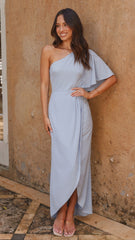 Emma One Sleeve Maxi Dress - Blue