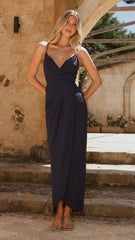 Charlotte Draped Maxi Dress - Navy