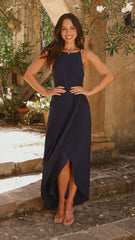 Genevieve Boat Neck Maxi Dress - Navy