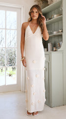 Sancha Flower Knit Maxi Dress - Beige