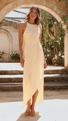 Genevieve Boat Neck Maxi Dress - Yellow