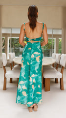 Margo Midi Dress - Green Print