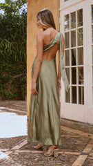 Halle One Shoulder Maxi Dress - Olive