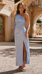 Halle One Shoulder Maxi Dress - Blue