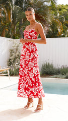 Margie Midi Dress - Red Floral