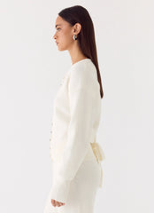 Harrison Cinched Knit Cardigan - Ivory