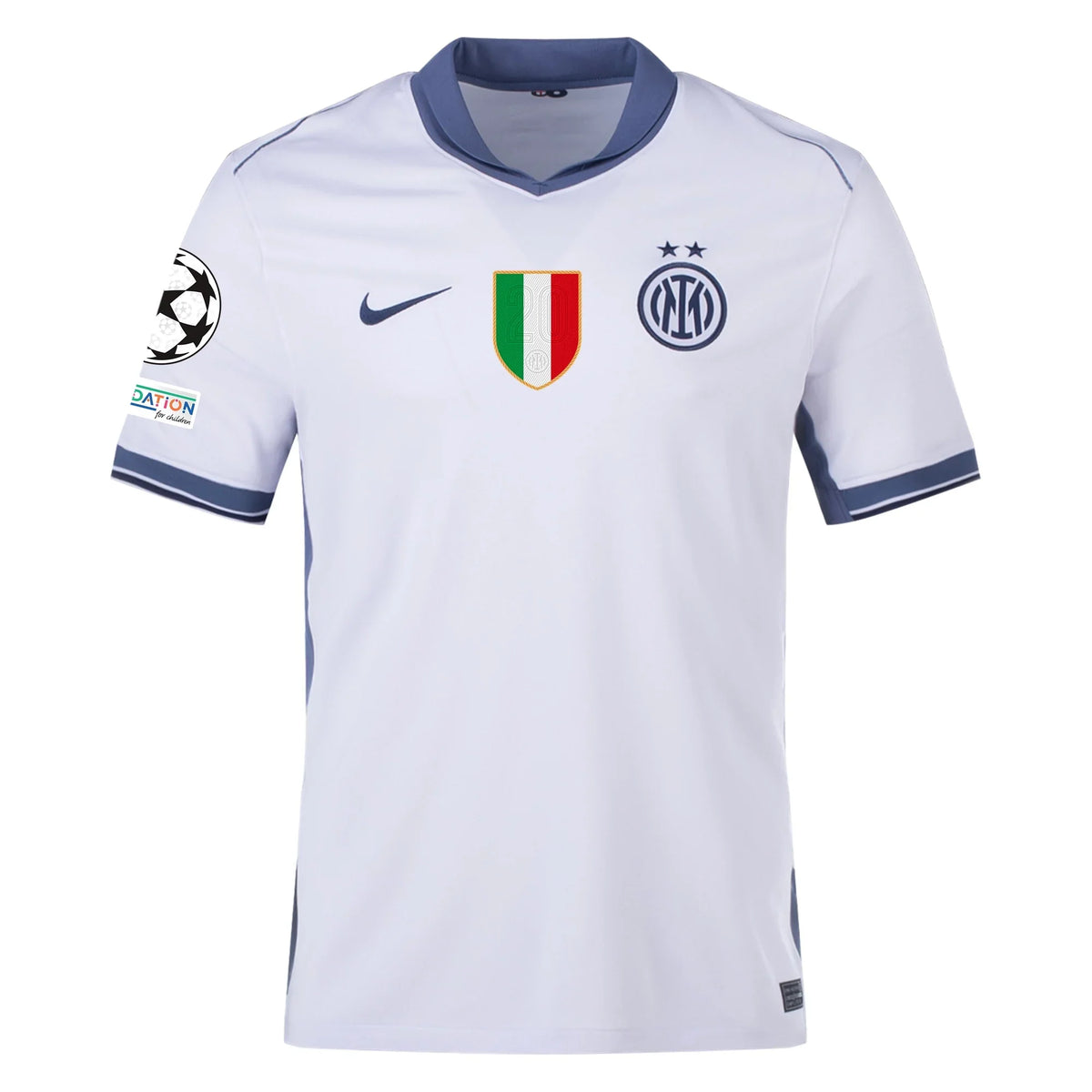 Nike Inter Milan Away Jersey w/ Champions League + Scudetto Patch 24/25 (Summit White/Iris Whisper)