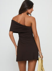 Laurencia One Shoulder Mini Dress Chocolate