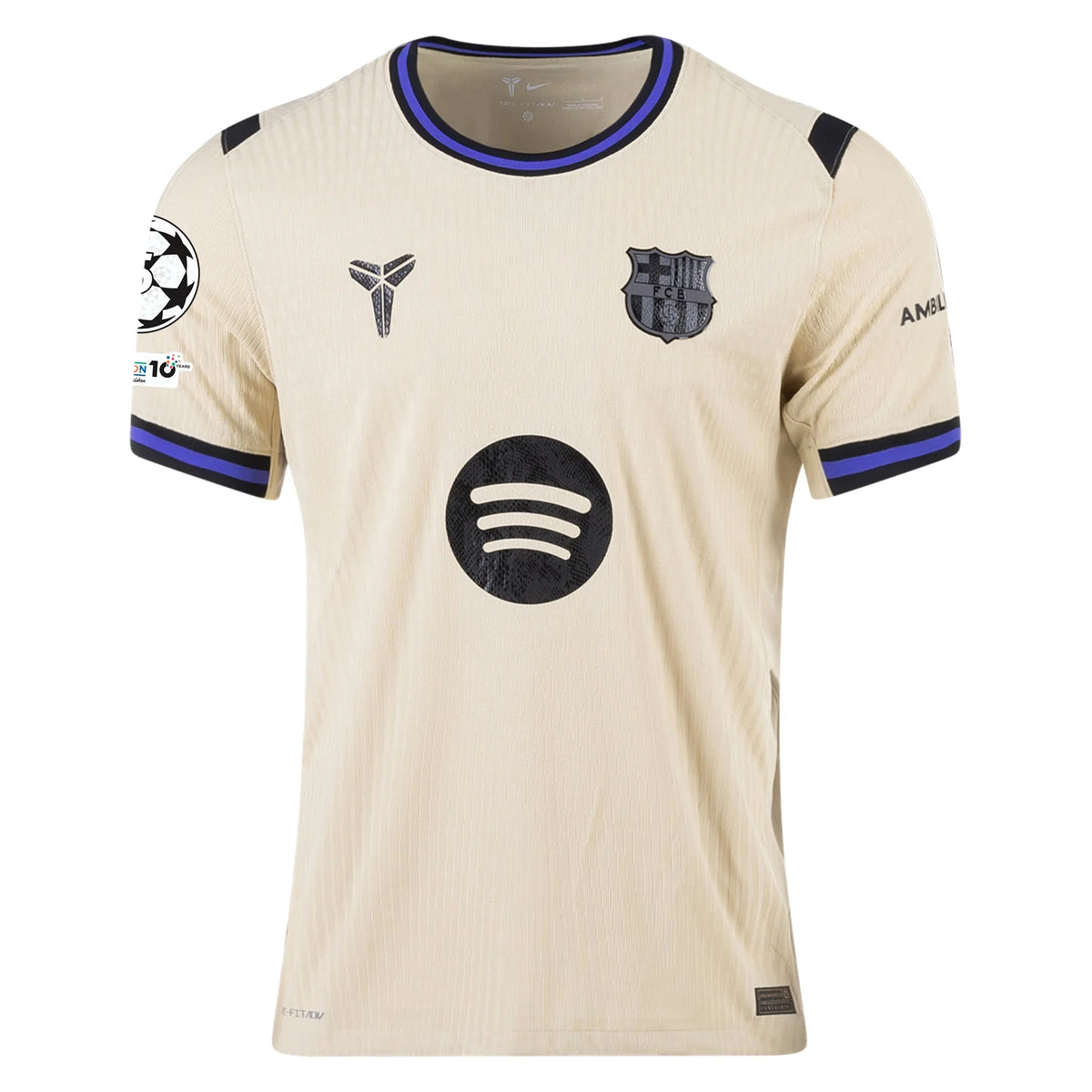 Nike Men's FC Barcelona Authentic Away Jersey w/ Champions League Patches (Team Gold/Persian Violet/Black)