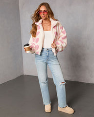 Love All Over Sherpa Heart Print Jacket