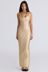 The OG-Gold Stretch Bandage Maxi Dress