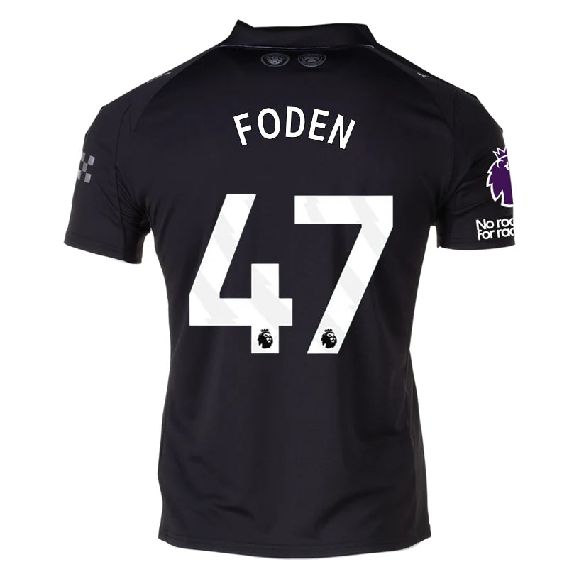 Puma Foden Men's Manchester City Away Jersey 25/26 w/ NRFR + EPL Patches (Puma Black)