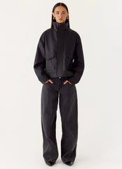 James PU Bomber Jacker - Black