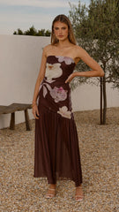 Elle Maxi Dress - Brown Floral