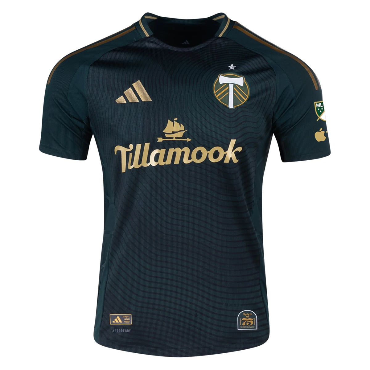 adidas Portland Timbers Authentic Home Jersey w/ MLS & Apple Patch 25/26 (Green/Gold)