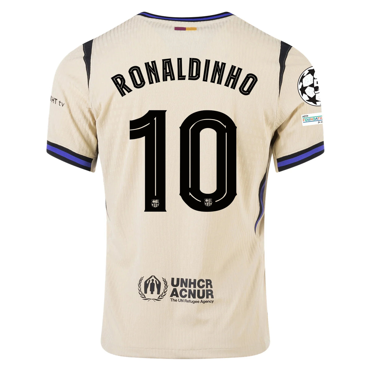 Nike Ronaldinho Men's FC Barcelona Authentic Away Jersey w/ Champions League Patches (Team Gold/Persian Violet/Black)