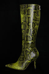 Royale-Green Print Knee High Boots - SALE
