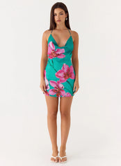 Orion Beaded Chiffon Mini Dress - Petal Reef