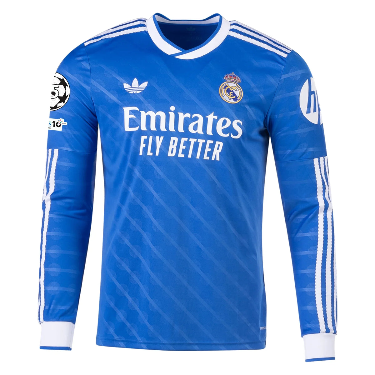 adidas Men's Real Madrid Long Sleeve Third Jersey w/ Champions League Patches 25/26 (Blue/White)