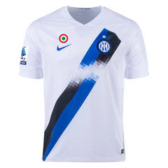 Nike Inter Milan Nicolo Barella Away Jersey w/ Series A + Copa Italia Patches 23/24 (White/Lyon Blue)