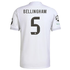 adidas Jude Bellingham Real Madrid Authentic Home Jersey 25/26 w/ Champions League Patches (White)