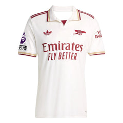 adidas Eze Men's Arsenal FC Third Jersey 25/26 w/ NRFR + EPL Patches (White/Burgundy)
