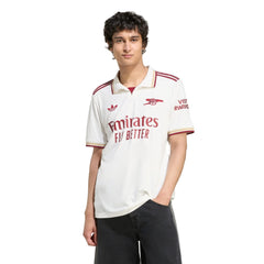 adidas Eze Men's Arsenal FC Third Jersey 25/26 w/ NRFR + EPL Patches (White/Burgundy)