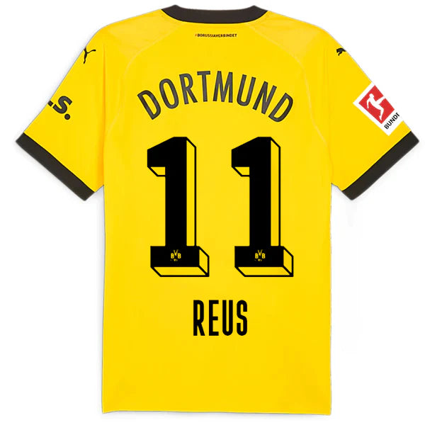 Puma Borussia Dortmund Authentic Marco Reus Home Jersey w/ Bundesliga Patch 23/24 (Cyber Yellow/Puma Black)