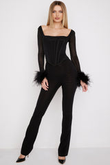 Stella-Black Mesh Trimmed Corset