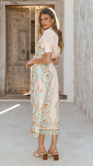 Magnolia Midi Dress - Acacia Palm Cream