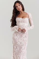 Artemis-Vintage Cream Lace Maxi Dress