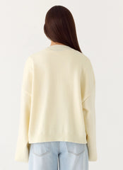 Annie One Button Cardigan - Ivory Cream