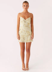 Vietta Sequin Cami Mini Dress - Yellow