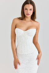 Solaine-Ivory Lace Corset Maxi Dress