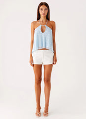 Delong Low Rise Linen Shorts - White