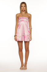 Chantell Pink and Green Floral Mini Dress