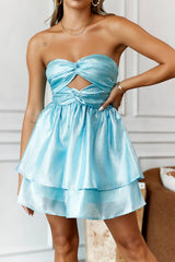 Peppamayo Spin Around Girl Strapless Mini Dress Blue