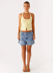 Madden Knit Scarf Top - Yellow