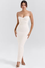 Elinor-Cream Tea Frill Lace Midi Dress